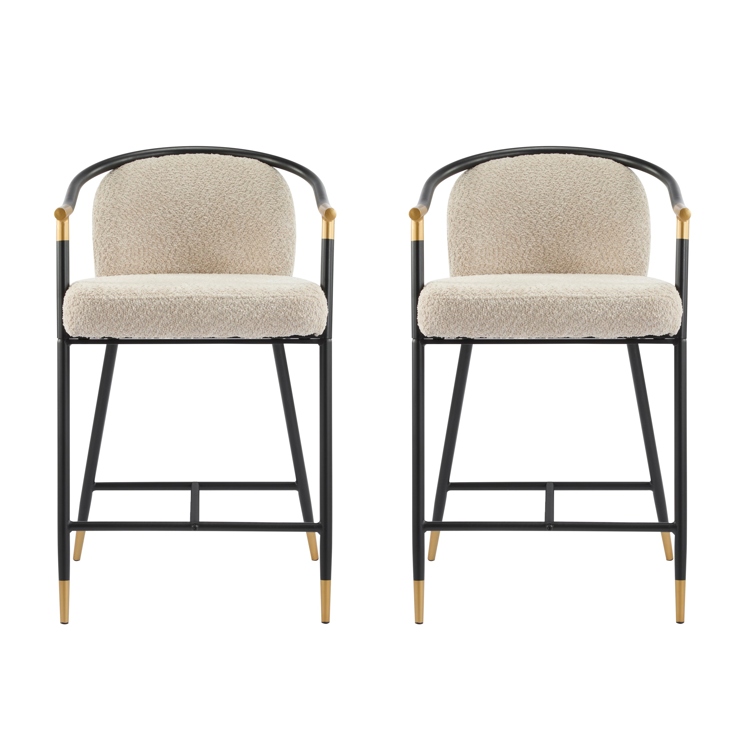 Christopher Knight Home Chaparral Contemporary Upholstered Iron 26 inch Counter Stool (Set of 2), Almond