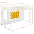 Wooden Loft Bed with Wardrobe & Colorful Storage Shelves, Space-Saving Teen Loft Bed with Reversible Stairs