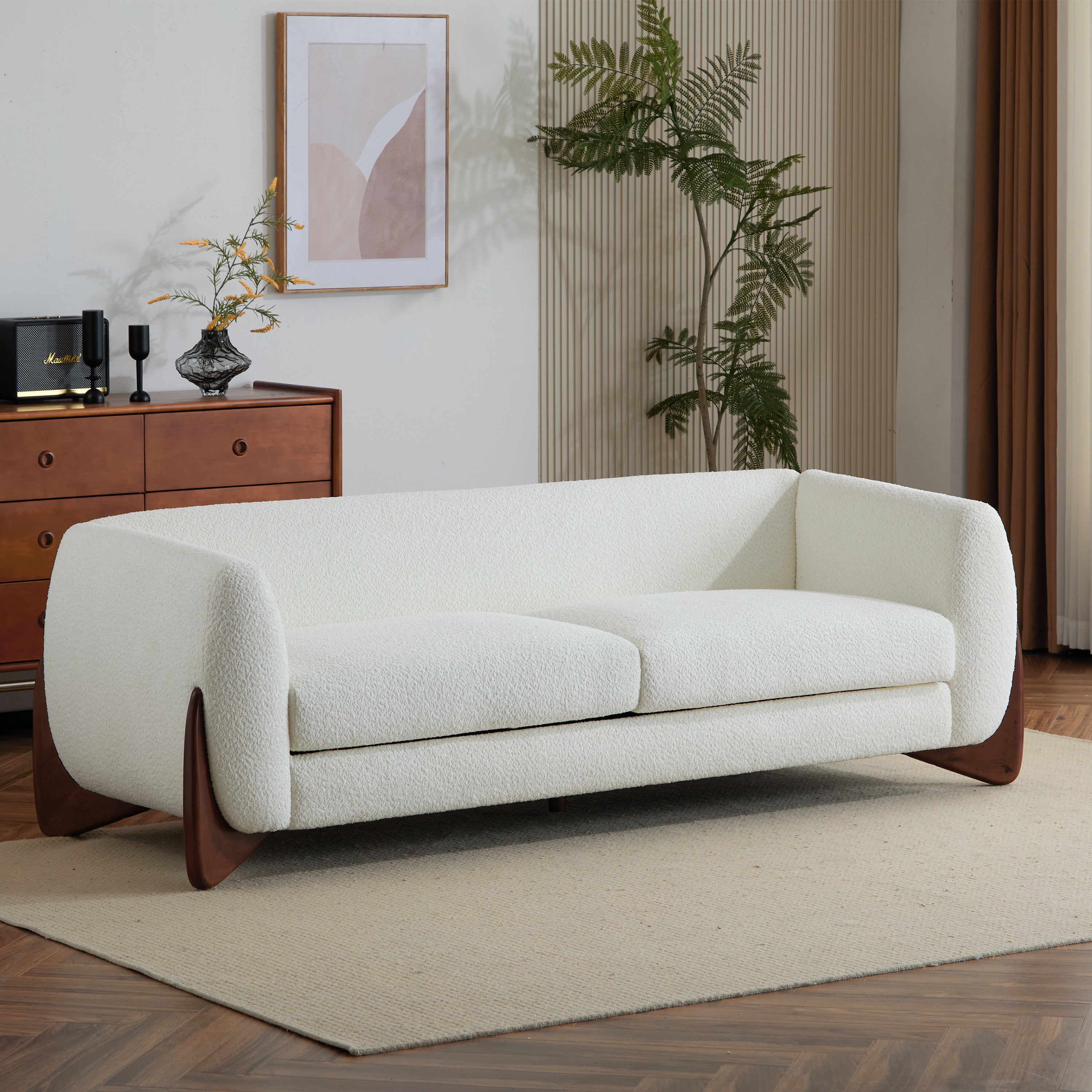 Christopher Knight Home 82" Boucle Sofa with Birch Wood Legs – Modern Cozy Upholstered 3-Seater
