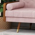 Christopher Knight Home Mid-Century Modern Tufted Fabric Sofa with Gold-Tipped Rubberwood Legs, Blush