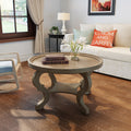 GDFStudio Isabella Traditional Round Coffee Table with Queen Anne Legs, Brown