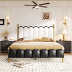 Christopher Knight Home Luxury Faux Leather Bed Frame with Curved Headboard & Solid Wood Support