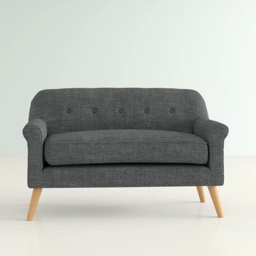 Modern Upholstered Loveseat with Rubberwood Legs ¨C Compact 2-Seater Sofa