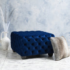 Modern Glam Velvet Ottoman ¨C Button-Tufted Diamond Stitch, Coffee Table & Extra Seating, 29¡± Square
