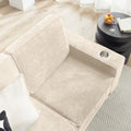 GDFStudio Everly 84" Corduroy Couch with Built-In Cup Holders, Beige