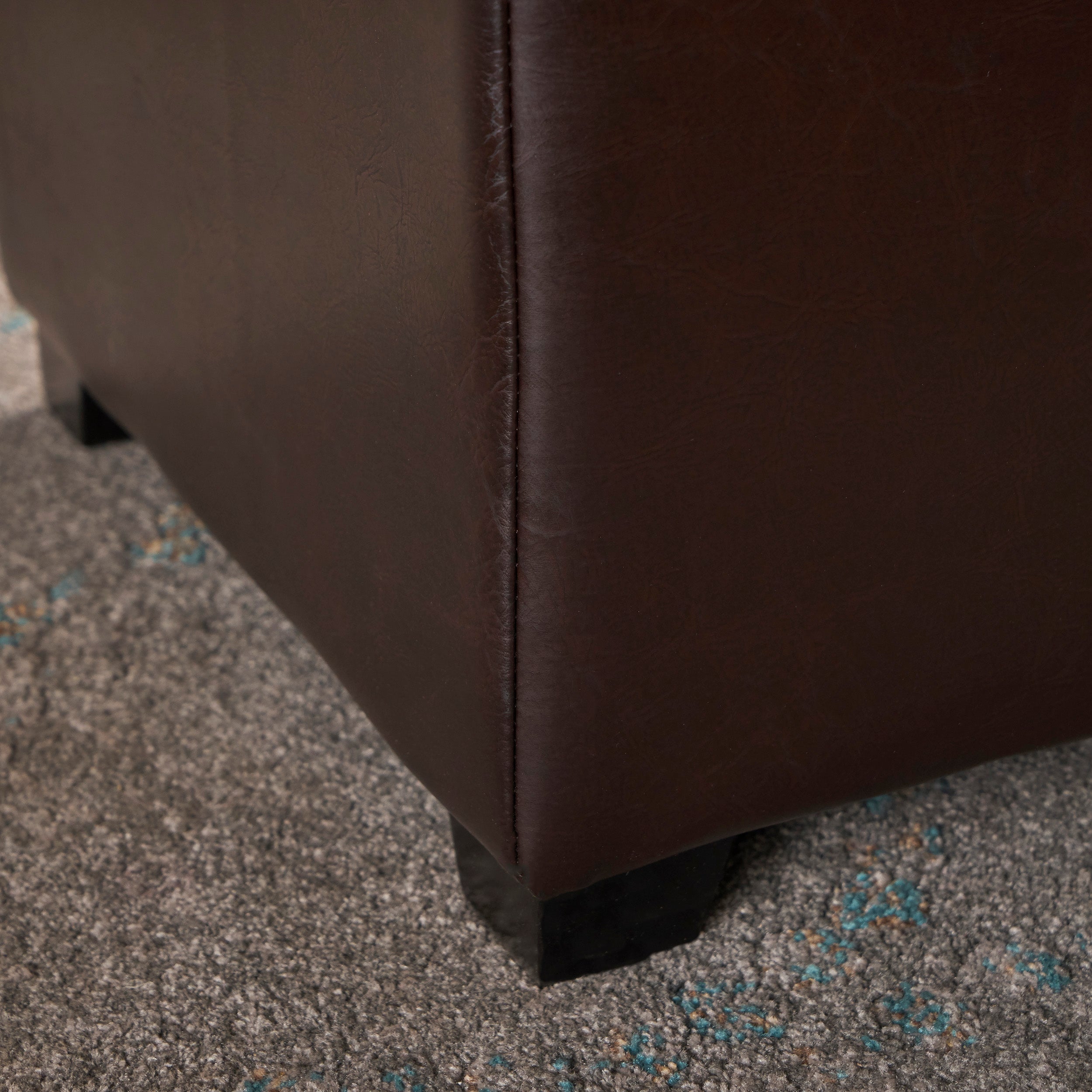 Christopher Knight Home Brown Leather Tray Storage Ottoman – Rectangular Coffee Table Bench with Hidden Storage