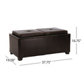 Christopher Knight Home Brown Leather Tray Storage Ottoman – Rectangular Coffee Table Bench with Hidden Storage