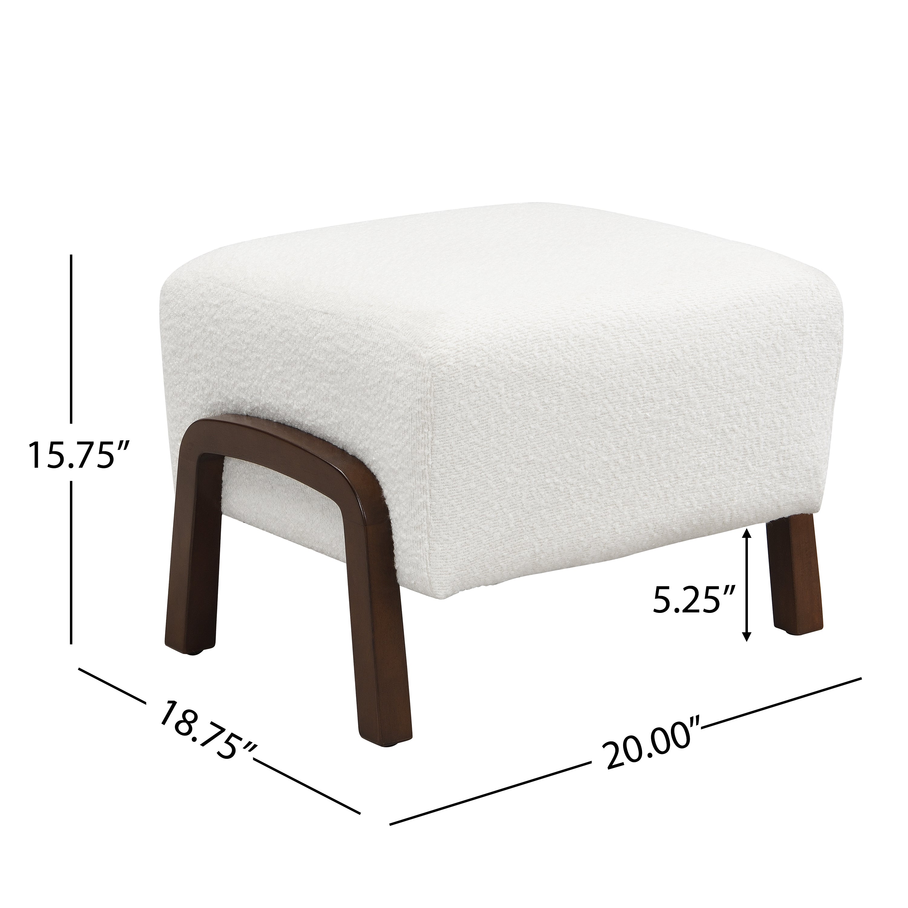 Boucle Storage Ottoman with Solid Wood Legs – Modern Upholstered Footrest & Accent Bench