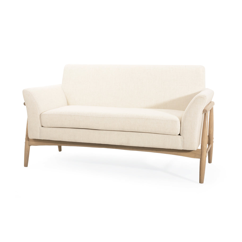 GDF Studio Modern Upholstered Loveseat with Elm Wood Legs & Flare Arm Design