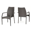 Christopher Knight Home Outdoor Wicker Stacking Dining Chairs (Set of 2), Multibrown