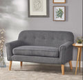 Modern Upholstered Loveseat with Rubberwood Legs ¨C Compact 2-Seater Sofa