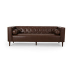 Contemporary Sofa with Diamond Tufting & Wood-Like Accents Deep Seating Modern Upholstered Couch
