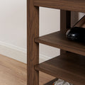 GDFStudio Debby Wood Faux Leather Upholstered?Shoe Rack Bench, Brown