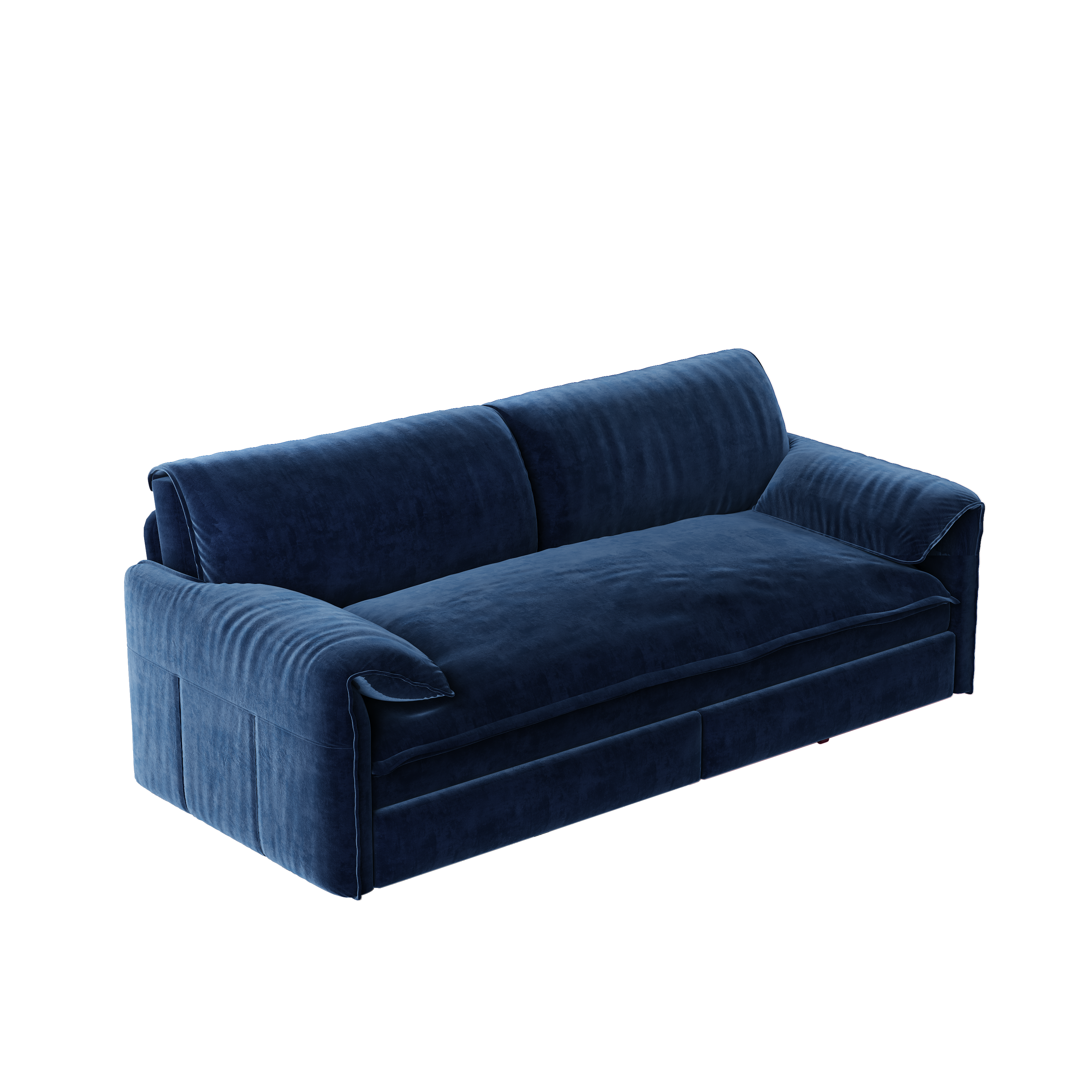 GDFStudio Sheila Convertible 66" Velvet Queen Size Sofa Bed with Side Pocket, Blue