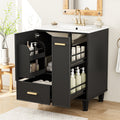 Christopher Knight Home Able 24" Bathroom Vanity with Ceramic Sink, 2-Tier Pull-Out Basket and Deep Drawer, Black