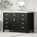 Christopher Knight Home Boyce Classic 48" Wood Bathroom Vanity with Resin Sink and Eight Soft-Close Drawers, Black