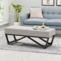 Christopher Knight Home Modern Upholstered Ottoman Bench with Tufted Waffle Stitch & Bentwood Base