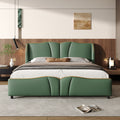 Christopher Knight Home Modern PU Leather Platform Bed with Wave Headboard & Wingback Design