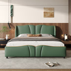 Christopher Knight Home Modern PU Leather Platform Bed with Wave Headboard & Wingback Design