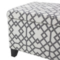 Storage Bench Ottoman with Hidden Storage & Geometric Gray-White Upholstery