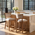 Christopher Knight Home Wina 26.5" Rubberwood Upholstered Counter Stool, Set of 2, Beige/Natural