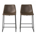 Christopher Knight Home Juliana Modern 24 Inch Faux Leather and Steel Frame Counter Stools (Set of 2), Brown