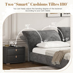 Christopher Knight Home Modern Fabric Upholstered Bed with Adjustable Cushion Headboard & Wood Slat Support