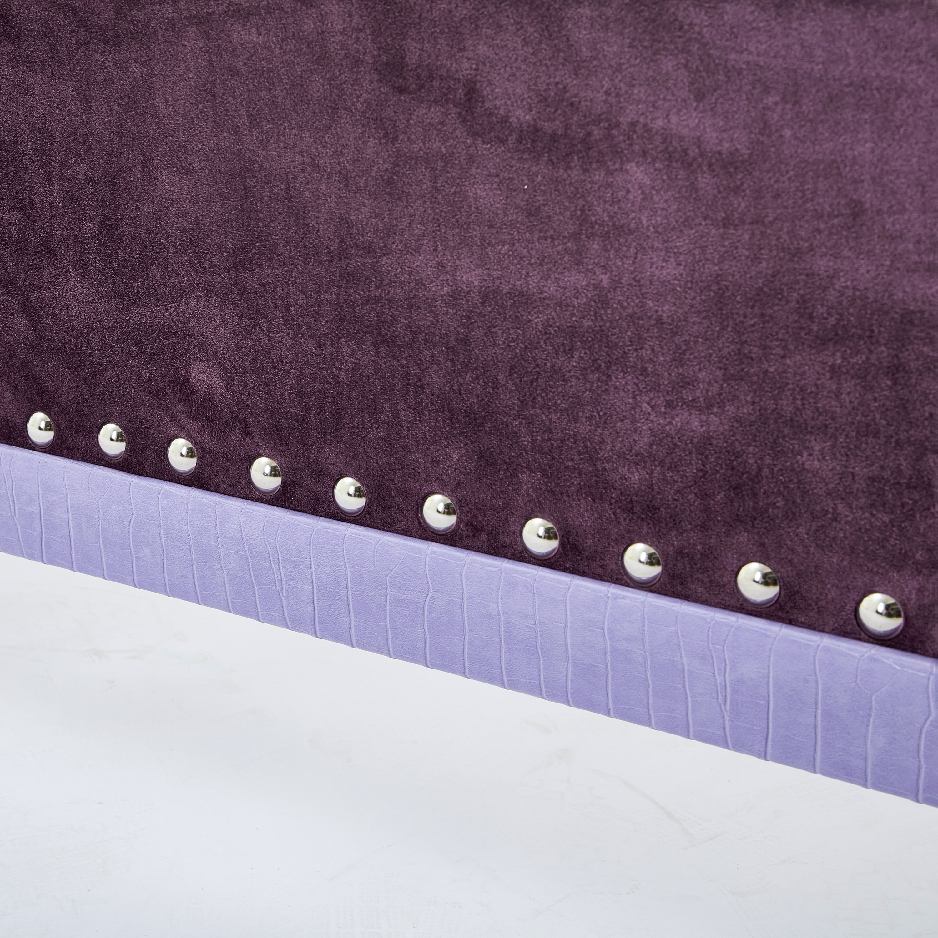 Christopher Knight Home Modern Velvet Wingback Tufted Platform Bed with Nailhead Trim and Silver Legs