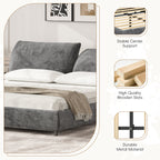 Christopher Knight Home Modern Fabric Upholstered Bed with Adjustable Cushion Headboard & Wood Slat Support