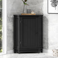 GDFStudio Clara Modern Wood Triangle Freestanding Corner Bathroom Storage Cabinet with Adjustable Shelf, Black
