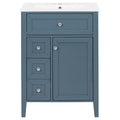 Christopher Knight Home Evelyn Modern Wood Bathroom Vanity with Ceramic Sink, Soft-Close Door & Storage Drawers, Blue Gray, 24"
