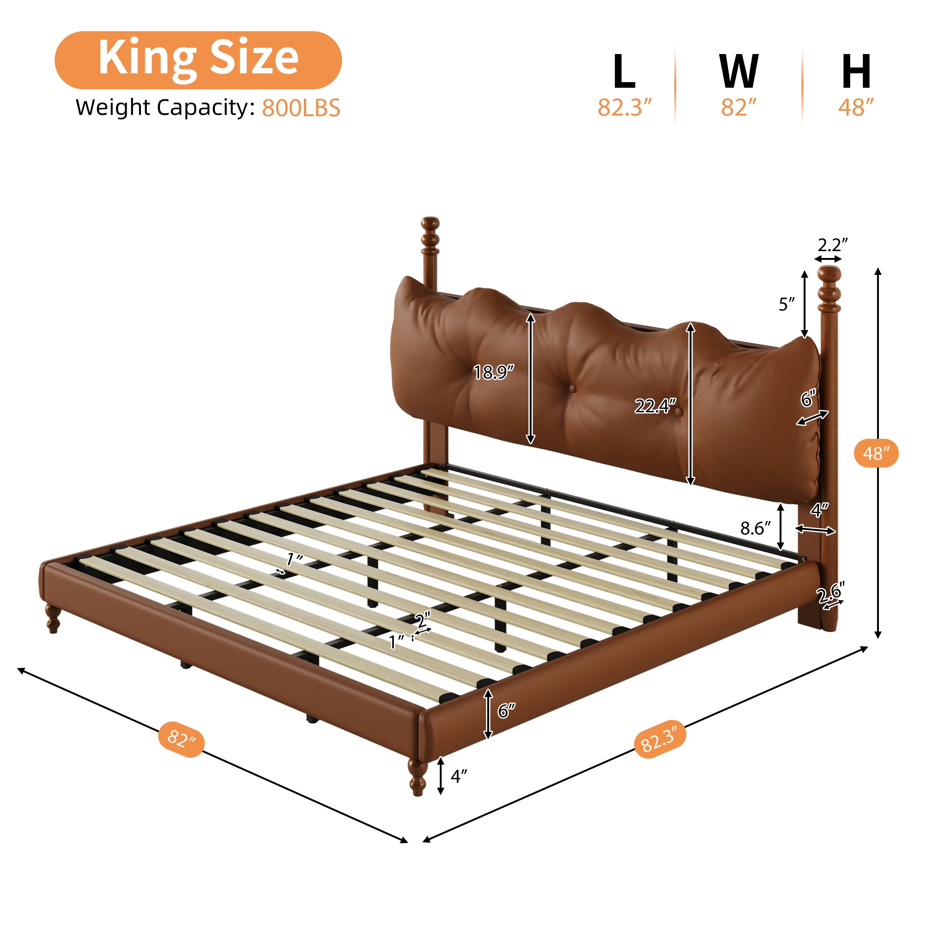Christopher Knight Home Vintage Wood-Post Faux Leather Platform Bed with Button Headboard & Strong Support Frame