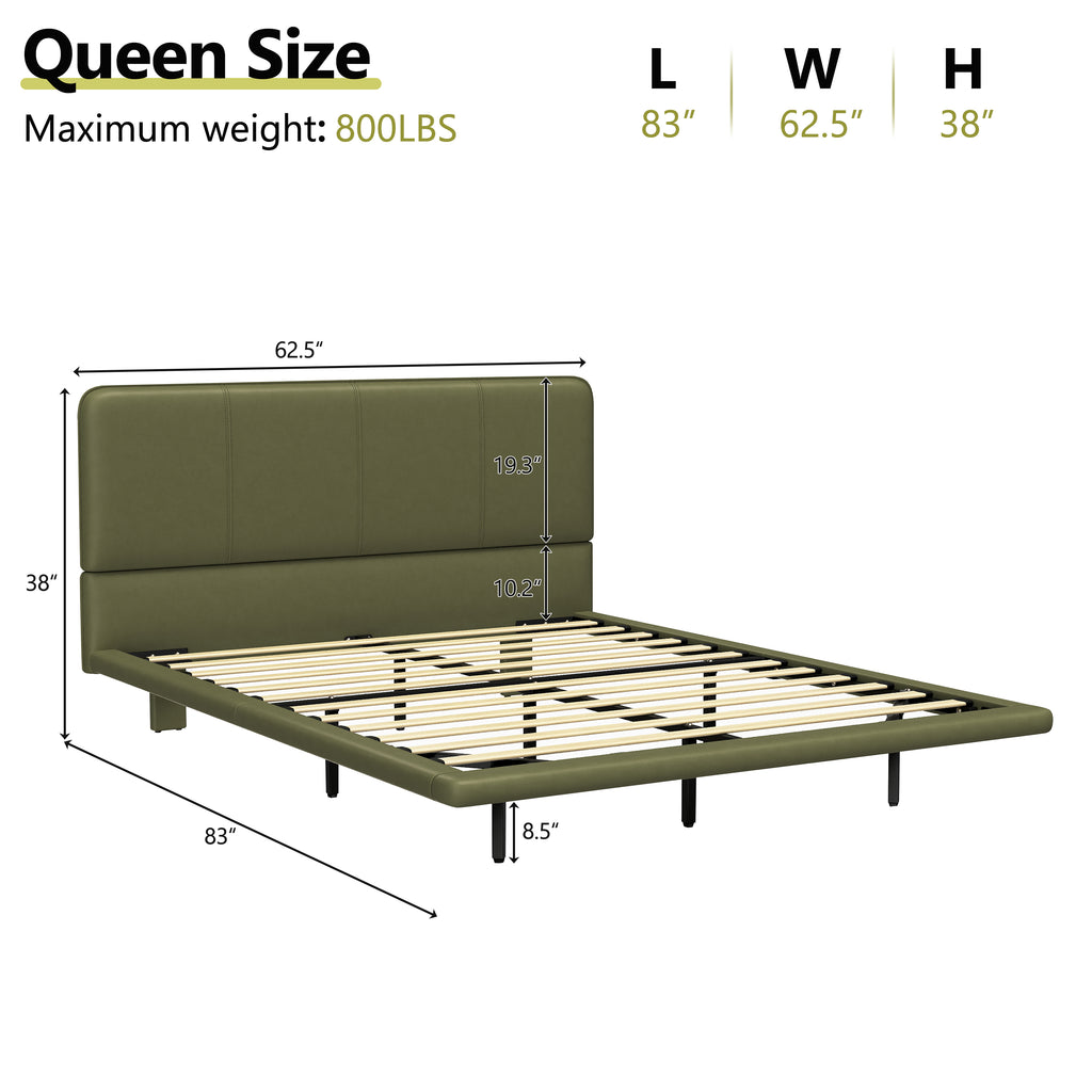 Christopher Knight Home Modern Floating Platform Bed with PU Leather & LED Under-Bed Lighting