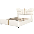Christopher Knight Home Butterfly-Headboard PU Leather Platform Bed with Wood Slats & Metal Accents