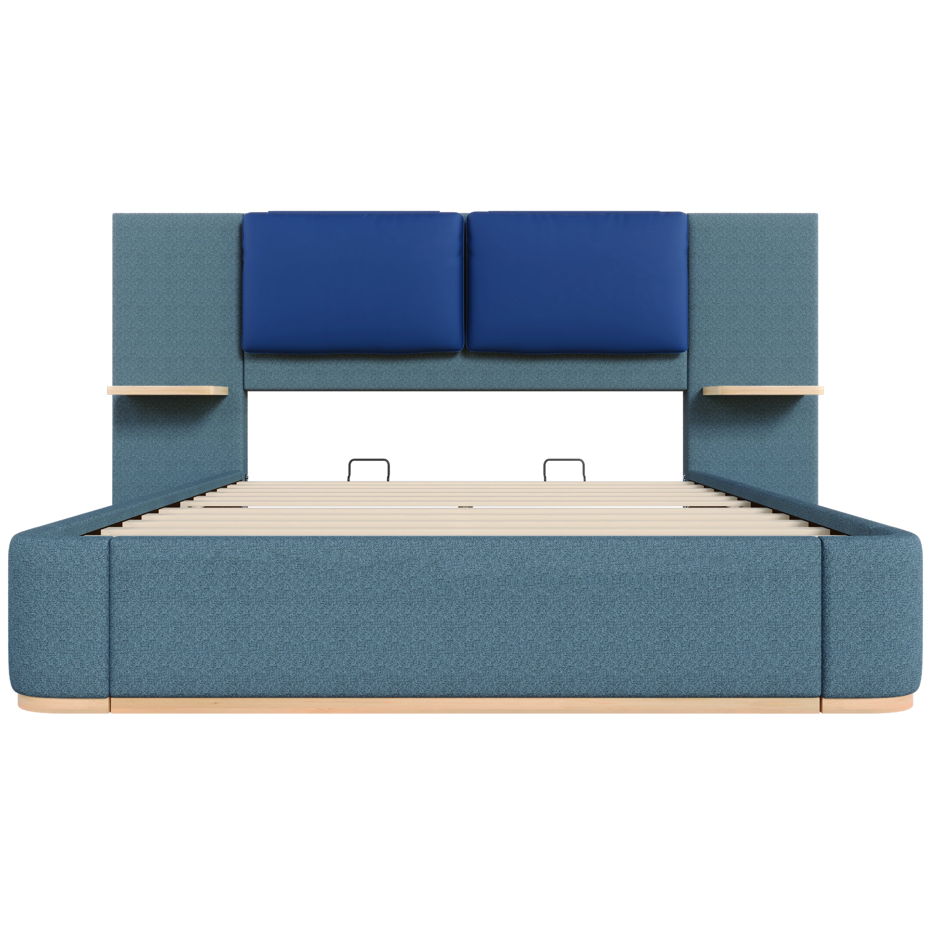 Christopher Knight Home Upholstered Storage Platform Bed with PU Headboard Cushion & Built-In Side Shelves