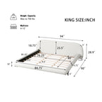 Christopher Knight Home Modern Boucle Upholstered Bed Frame with Thick Padded Headboard & Sturdy Wood-Steel Support