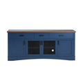 Christopher Knight Home Varesa Modern Wooden Storage TV Console with 3 Drawers, 4 Doors and Adjustable Shelves, Blue