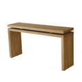 GDFStudio Esom 60" Farmhouse Wood Console Table with Double Board Suspension Shelves, Antique Brown