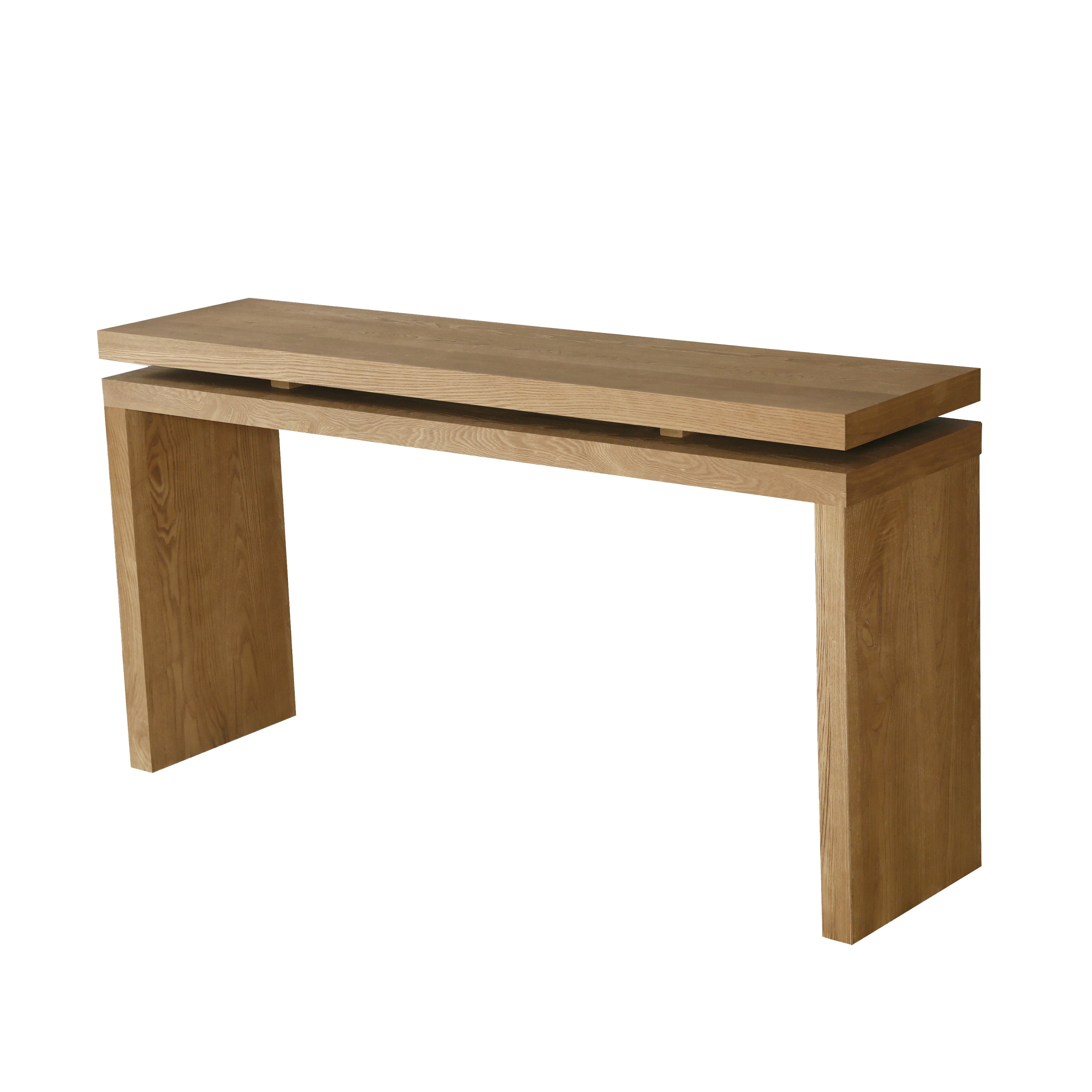 GDFStudio Esom 60" Farmhouse Wood Console Table with Double Board Suspension Shelves, Antique Brown
