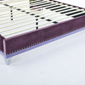 Christopher Knight Home Modern Velvet Wingback Tufted Platform Bed with Nailhead Trim and Silver Legs