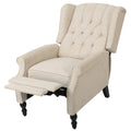 Christopher Knight Home Nicklaus Contemporary Tufted Upholstered Wingback Pushback Recliner with Nailhead, Light Beige