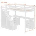 Bunk Bed with Stairs, Desk & LED Lights, Space-Saving Storage Bunk Bed with Drawers for Kids & Teens