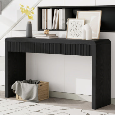 GDFStudio Henley 55" Entryway Console Table with Fluted Drawers, Black