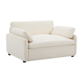 GDFStudio Oliver Modern Oversized Chenille Accent Chair with Extra-Wide Deep Seat and Pillows, Cream