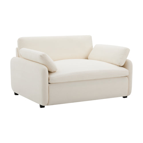 GDFStudio Oliver Modern Oversized Chenille Accent Chair with Extra-Wide Deep Seat and Pillows, Cream
