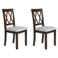 Modern Upholstered Dining Chairs with Tufted Back, Linen Fabric Kitchen Chairs with Solid Wood Legs （Set of 2）