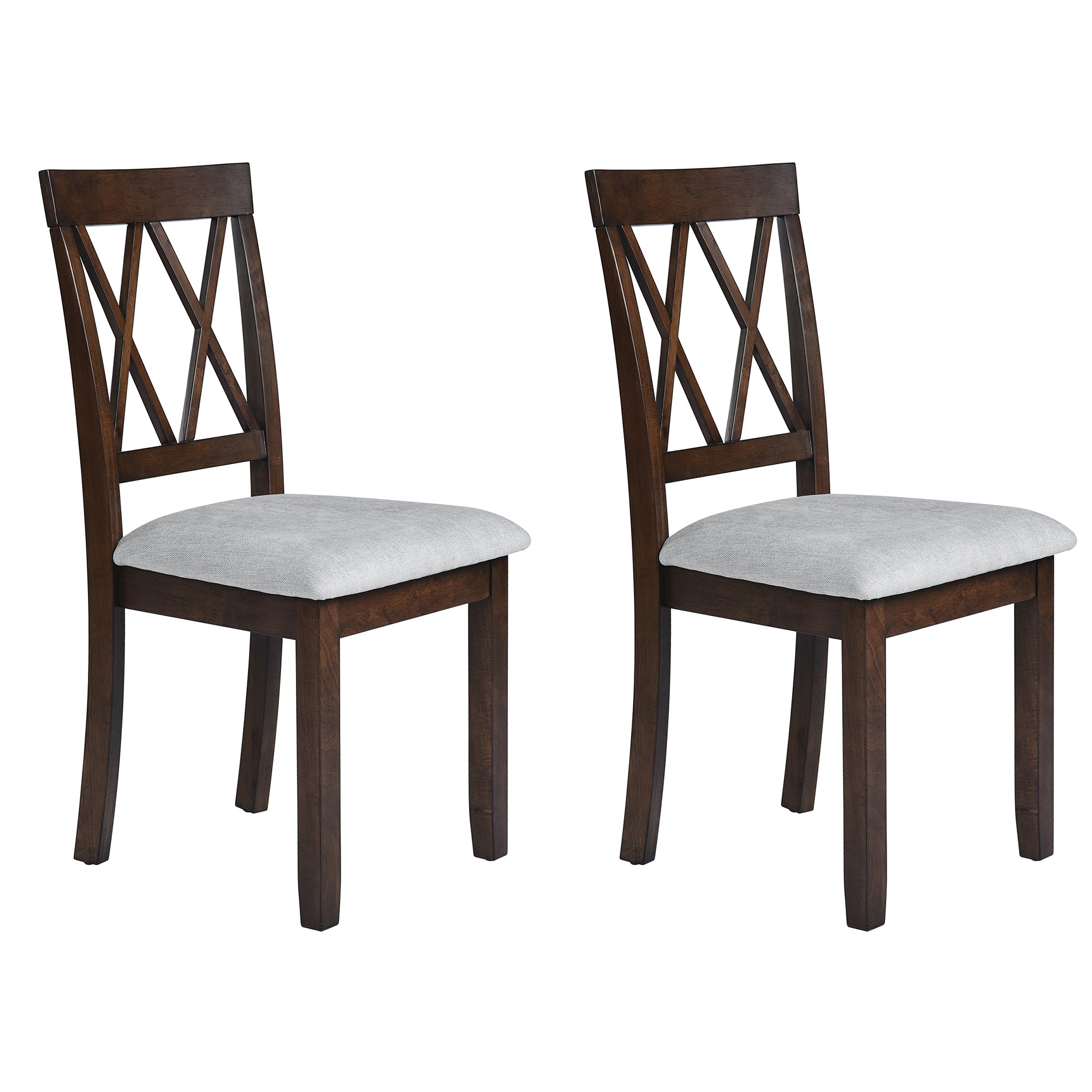 Modern Upholstered Dining Chairs with Tufted Back, Linen Fabric Kitchen Chairs with Solid Wood Legs （Set of 2）