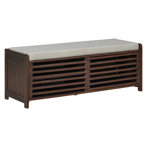 GDFStudio Morley Shoe Bench with Storage and Movable Cushion, Espresso