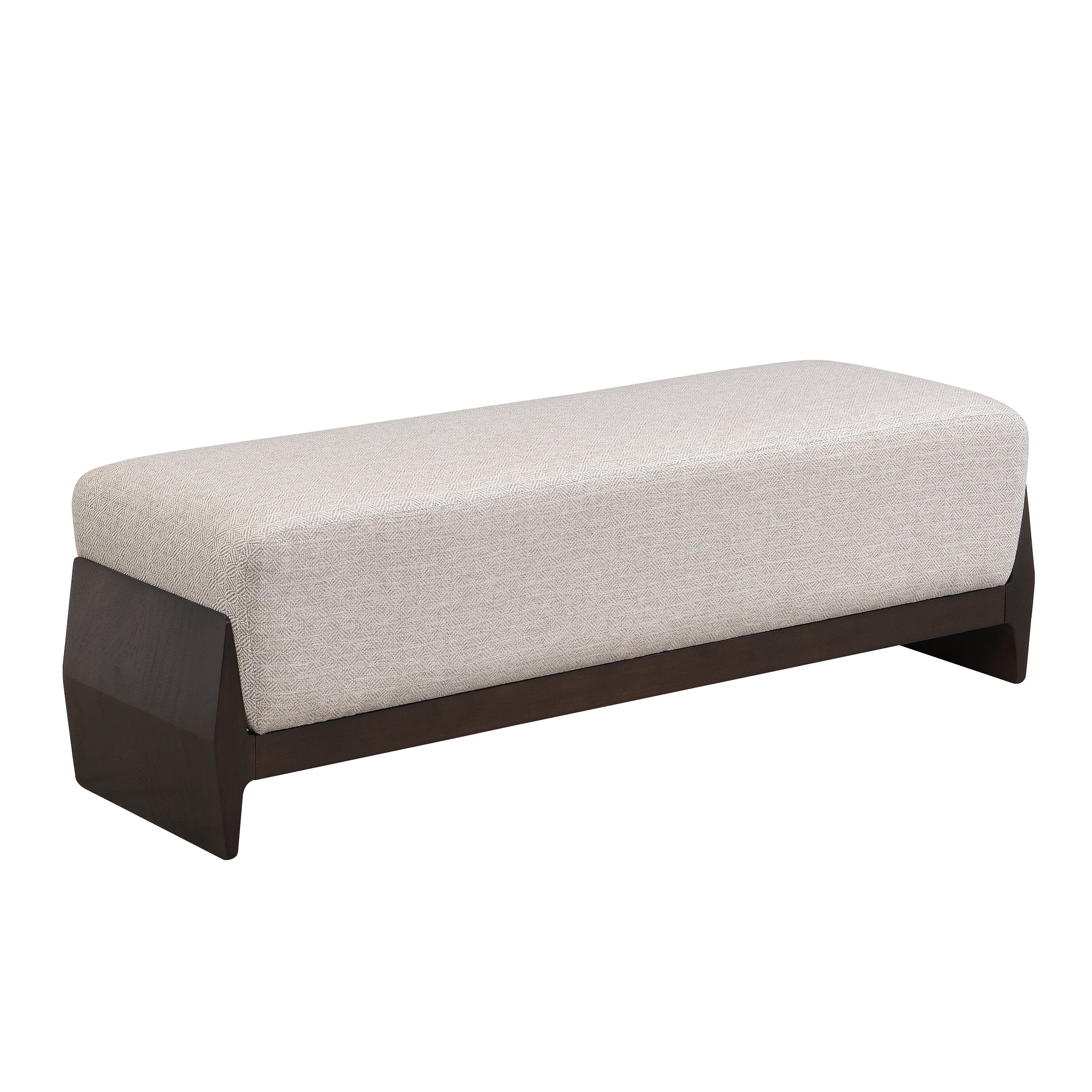 Christopher Knight Home Vivien  Mid-Century Modern Wood Upholstered Bench with Thick Soft Cushions, Brown/Beige