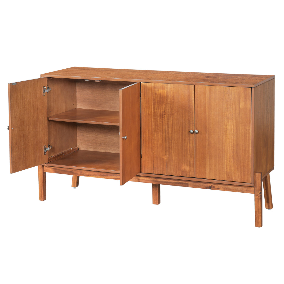 Christopher Knight Home Burns Vintage Sideboard Buffet Cabinet with 4-Door Storage Cabinet and Metal Handles, Brown